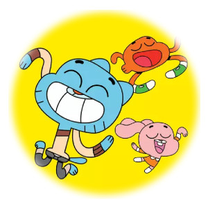 Gumball, Darwin, and Anais from the amazing world of gumball dancing.