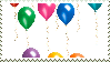 Colorful ballons floating upwards.