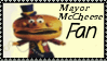 A stamp saying 'I love mayor mccheese' with a picture of mayor mccheese.