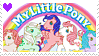 Various g1 ponies against the mlp g1 logo.