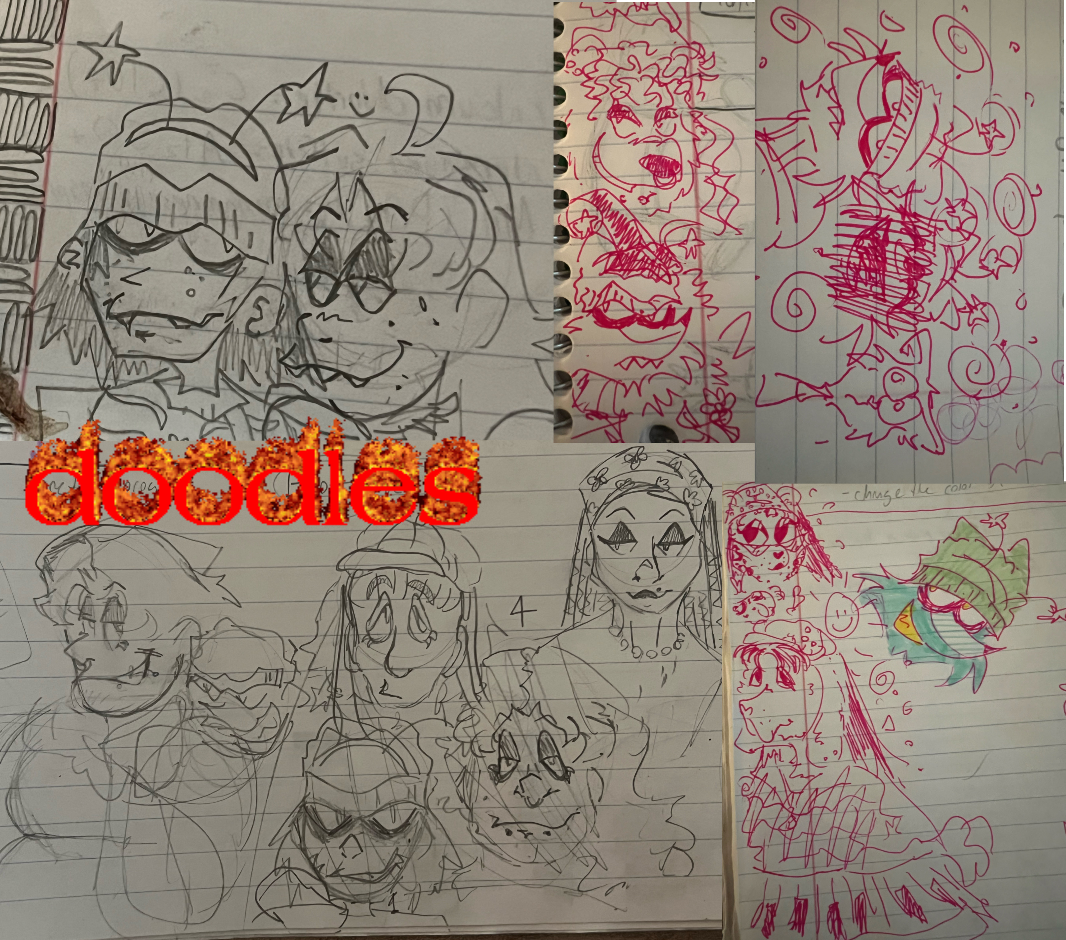 Various traditional doodles of the AAAY2K characters.